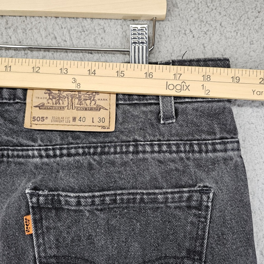 Levis 505 Jeans Mens 40x30 Black Charcoal Regular Fit Straight Leg USA 90s Y2K - Picture 6 of 12